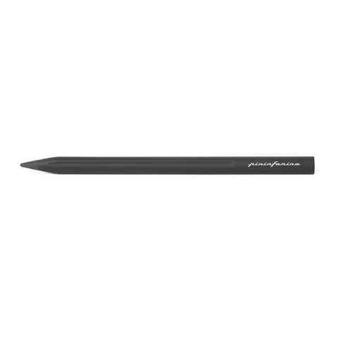 Pininfarina Segno "SMART" pencil in its titanium version with the logo Pininfarina in white and black painted aluminum body.