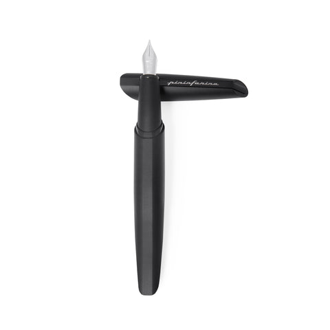 Pininfarina Segno "PF TWO" in its black fountain pen version uncapped.