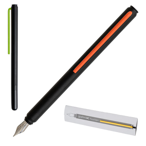 Grafeex Fountain – Fountain Pen with Brass Barrel and Colored Clip