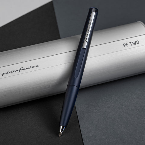 Pininfarina Segno "PF TWO" in its dark blue ballpoint pen version out of its packaging.