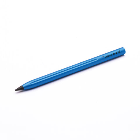Pininfarina Segno "SMART Maserati Edition" pencil with grafeex tip and blue painted aluminum body with the Maserati logo.