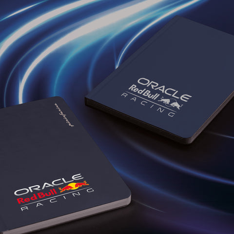 Pininfarina Segno "Stone Paper Notebook Oracle Red Bull Racing Edition" in color blue, in its two versions: white logo or colored logo.