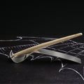 FO - Forever Made In Italy "Piuma Leonardo Special Edition" ethergraf inkless or ballpoint pen in its maple wood steam version, standing in its stainless steel ondulated base. 