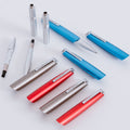 Disassembled Pininfarina Segno "PF GO Ballpoint" pens, showing their refill and components.