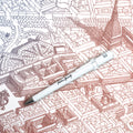 FO - Forever Made In Italy "Primina Italian Beauty" Ethergraf inkless pen with white body. Design and packaging based in the plans of certain italian cities.