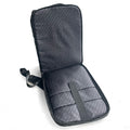 Pininfarina Segno "Active" black backpack on white background completely open showing two internal pockets for laptop and accessories