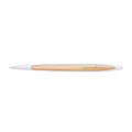 Pininfarina Segno "Cambiano Italian Beauty" ballpoint pen with silver aluminum body and walnut wood inserts in a white background.