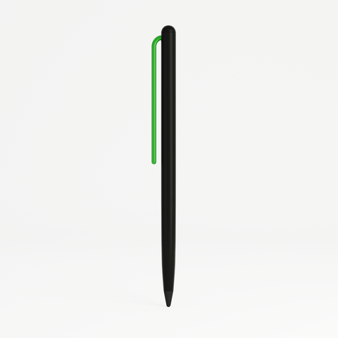 "Grafeex Pencil" with black aluminum body and green clip.