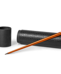 FO - Forever Made In Italy "Prima" Ethergraf inkless pen with anodized aluminum long body in the color rust alongside its tube-shaped packaging.