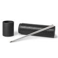 FO - Forever Made In Italy "Prima" Ethergraf inkless pen with anodized aluminum long body in the color silver alongside its tube-shaped packaging.