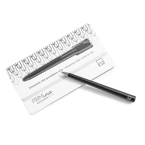 FO - Forever Made In Italy "Primina" Ethergraf inkless pen black body alongside its packaging.