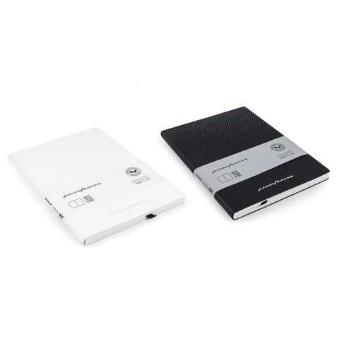Pininfarina Segno "Stone Paper Notebook" in its soft cover black and white versions
